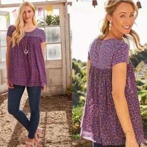 Matilda Jane “Walking on a Cloud” Tunic Top –Brilliant Daydream –Purple Floral M